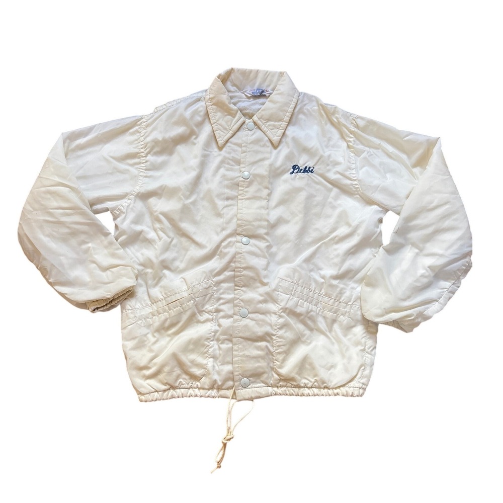 West Wind Coach Jacket Women White Good Vintage Bobs Locker Room SIZE‎ L